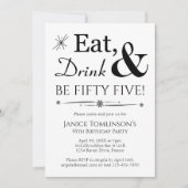 Essen Sie Drink & be fünfzig fünf Retro 55. Geburt Einladung (Vorderseite)