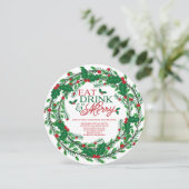 Essen Sie Drink & Be Merry Holiday Party Einladung (Stehend Vorderseite)