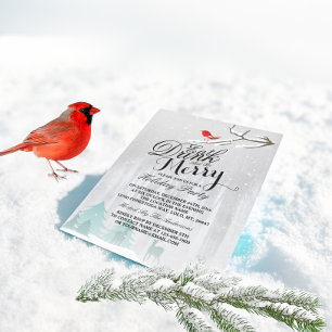 Essen Sie Drink & Be Merry Snow Deer Bird Holiday Einladung