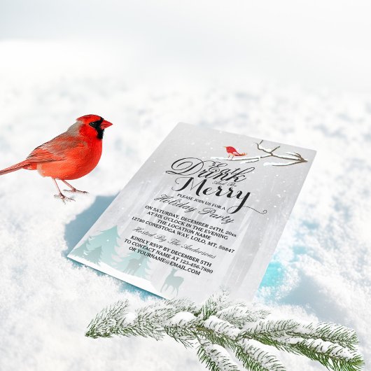 Essen Sie Drink & Be Merry Snow Deer Bird Holiday Einladung