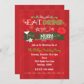 ESSEN SIE DRINK & BE MERRY Weihnachtsaufenthalte E Einladung (Vorne/Hinten)