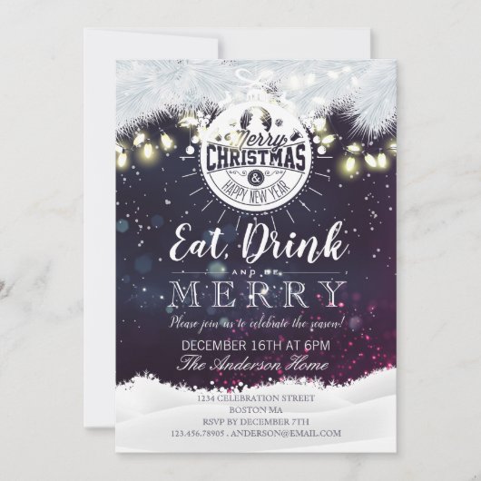 Essen Sie Drink & Sei froh Weihnachts-Party-Card Einladung (Vorderseite)