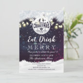 Essen Sie Drink & Sei froh Weihnachts-Party-Card Einladung (Stehend Vorderseite)