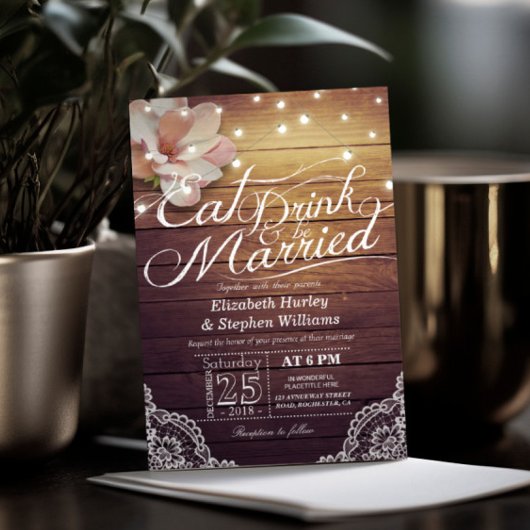ESSEN SIE Drink & seien Sie Verheiratet Hochzeit f Einladung
