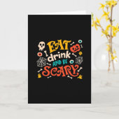 Essen Sie Drink und Beängstigend Halloween Design Karte (Gelbe Blume)