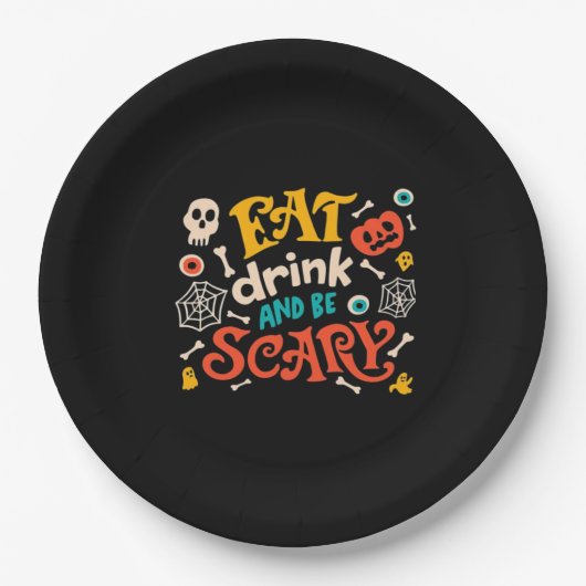 Essen Sie Drink und Beängstigend Halloween Design  Pappteller (Vorderseite)