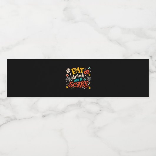 Essen Sie Drink und Beängstigend Halloween Design Wasserflaschenetikett (Einzelnes Label)