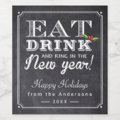 Essen Sie Drink und Ring in den Neujahrsjubeln Weinetikett (Einzelnes Label)