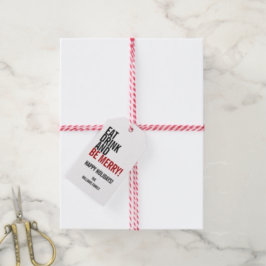 Essen Sie Drink und seien Sie froh Weihnachts-Gesc Geschenkanhänger (Mit Garn)