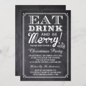 Essen Sie Drink und seien Sie Merry Chalkboard Wei Einladung (Vorne/Hinten)