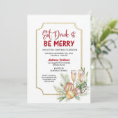 Essen Sie Drink und seien Sie Merry Champagne Weih Einladung (Stehend Vorderseite)
