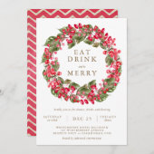 Essen Sie Drink und seien Sie Merry Holiday Party Einladung (Vorne/Hinten)