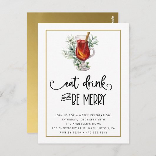 Essen Sie Drink und seien Sie Merry Snowberries We Postkarte (Vorne/Hinten)