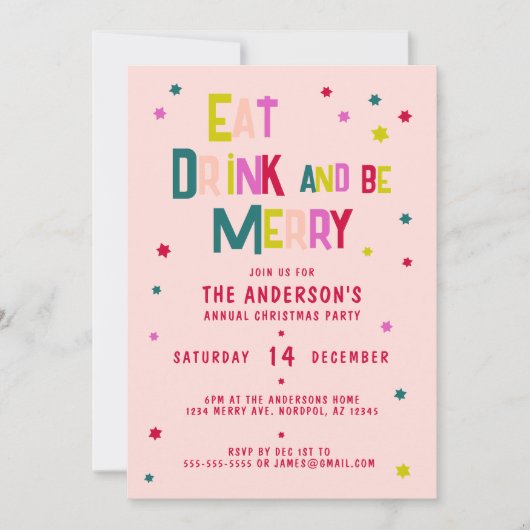 ESSEN SIE DRINK UND seien Sie NUR Personalisiert b Einladung (Vorderseite)