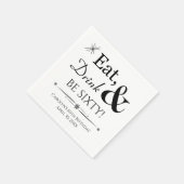 Essen Sie Drink und Seien Sie sechzig Funky Retro Serviette (Ecke)