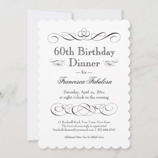 Essen Sie Drink und seien Sie sensationell 60 Gebu Einladung (Rückseite)