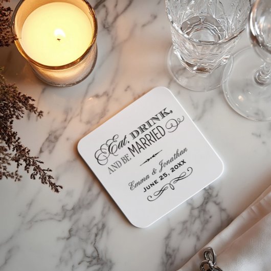 Essen Sie Drink und seien Sie Verheiratet Black We Rechteckiger Pappuntersetzer