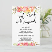 Essen Sie Drink und seien Sie Verheiratete Blumenz Einladung (Stehend Vorderseite)