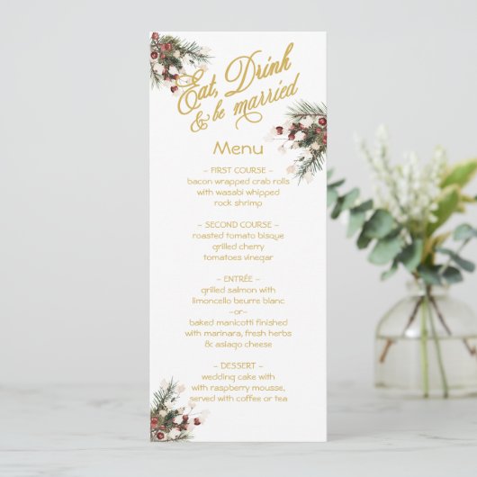 Essen Sie Drink und seien Sie Verheiratete Winterh Menükarte (Stehend Vorderseite)