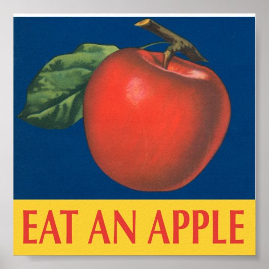 Essen Sie einen Apple mit Vintager Darstellung Poster (Vorne)