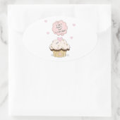 Essen Sie einen Cupcake Ovaler Aufkleber (Tasche)