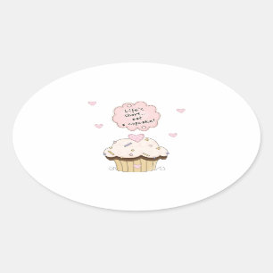 Essen Sie einen kleinen Kuchen Ovaler Aufkleber