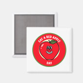 Essen Sie einen Red Apple Day Magnet (Vorderseite/Rückseite)