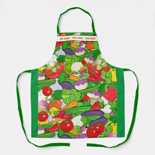 Essen Sie gesundes Slogan, buntes Gemüse Schürze (Vorderseite)