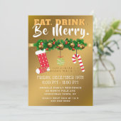 Essen Sie Getränk ist fröhliches festliches Einladung (Stehend Vorderseite)