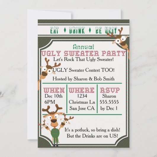 ESSEN SIE GETRÄNK NÜTZLICH UNSER ÜHLICH Sweater We Einladung (Vorderseite)