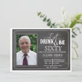 Essen Sie Getränk u. seien Sie 60, oder jedes Einladung (Stehend Vorderseite)