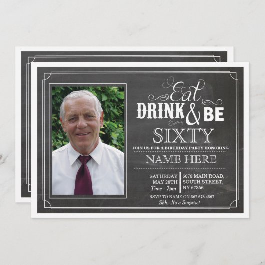 Essen Sie Getränk u. seien Sie 60, oder jedes Einladung (Vorne/Hinten)
