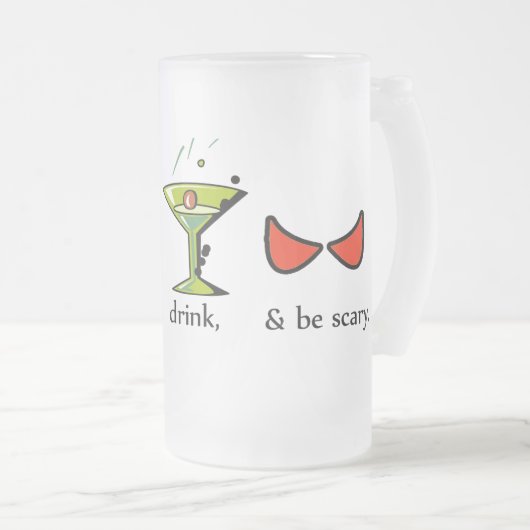 Essen Sie - Getränk u. seien Sie beängstigend Mattglas Bierglas (VorderseiteRechts)