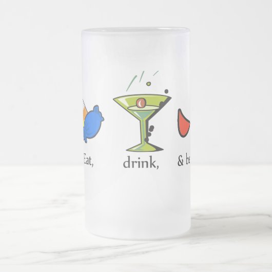 Essen Sie - Getränk u. seien Sie beängstigend Mattglas Bierglas (Mittel)