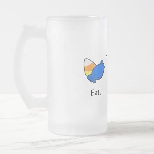 Essen Sie - Getränk u. seien Sie beängstigend Mattglas Bierglas (Links)