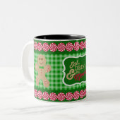 Essen Sie, Getränk u. seien Sie fröhliche grüne Zweifarbige Tasse (Vorderseite Links)