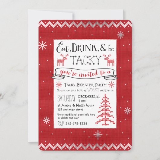 Essen Sie, Getränk u. seien Sie klebriges Einladung (Vorderseite)