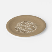 Essen Sie Getränk und seien Sie auf Braunem Pappteller (Schrägansicht)