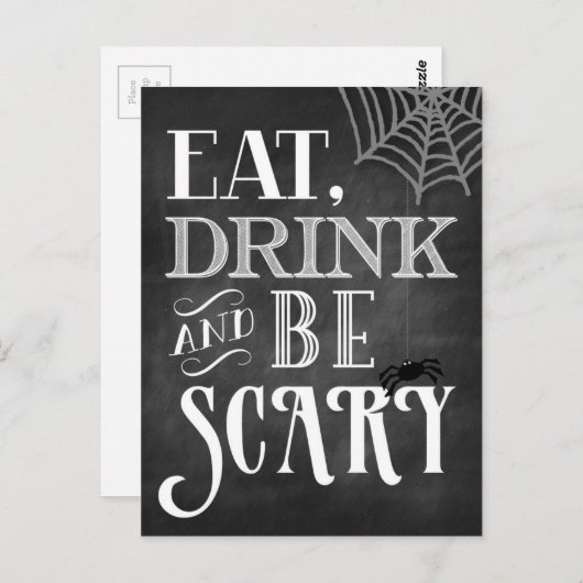 Essen Sie Getränk und seien Sie beängstigend Postkarte (Vorne/Hinten)