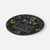 Essen Sie Getränk und seien Sie dankbarer Pappteller (Schrägansicht)