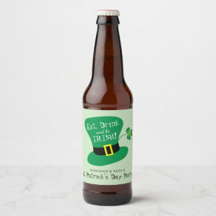 Essen Sie, Getränk und seien Sie Iren-St Patrick Bierflaschenetikett
