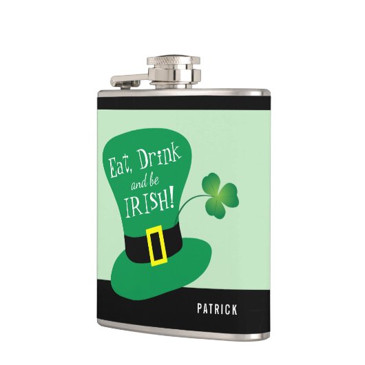 Essen Sie, Getränk und seien Sie irisches | Flachmann (Links)