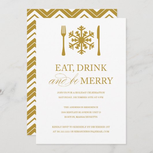 ESSEN SIE GETRÄNK UND SEIN| EINLAGEN DER HOLIDAY P EINLADUNG (Vorne/Hinten)