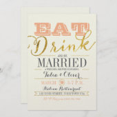 ESSEN SIE GETRÄNK UND SEIN VERHEIRATETER Polterabe Einladung (Vorne/Hinten)