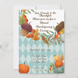 ESSEN SIE GETRÄNK UND SIND SIE DANKBAR EINLADEN EINLADUNG