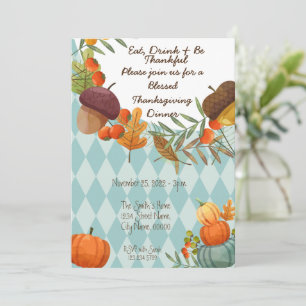 ESSEN SIE GETRÄNK UND SIND SIE DANKBAR EINLADEN EINLADUNG