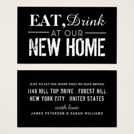 Essen Sie Getränke auf unserer neuen Zuhause, ände (Vorne & Hinten)