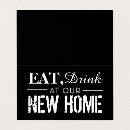 Essen Sie Getränke auf unserer neuen Zuhause, ände Visitenkarten (Außenseite Aufgefaltet)