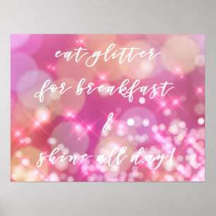 Essen Sie Glitzer   Glamour Pink Glitzern Postcard Poster