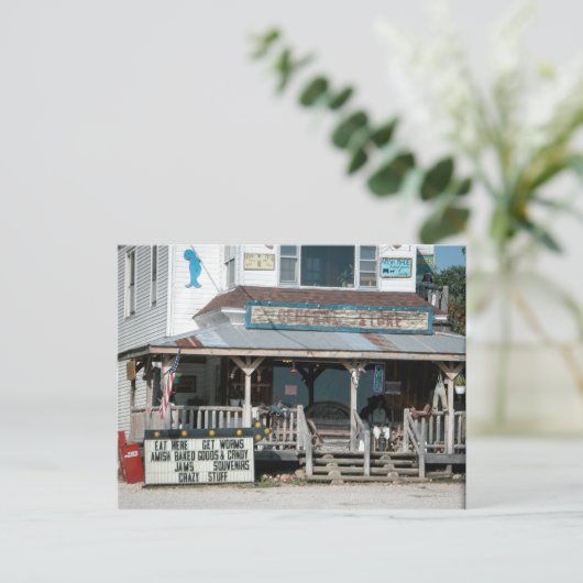 Essen Sie hier erhalten Würmer General Store Postkarte (Stehend Vorderseite)